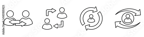 Turnover icon set. Exchange person for replacement sign. Change and switch user vector illustration.