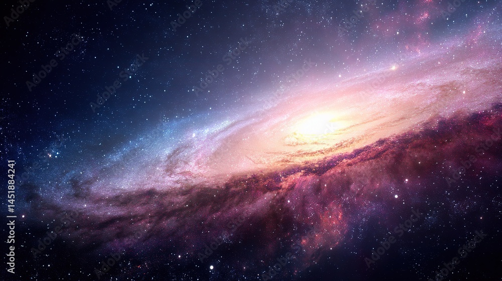 Obraz premium Bright Galaxy Background with Star Dust and Cosmic Arms