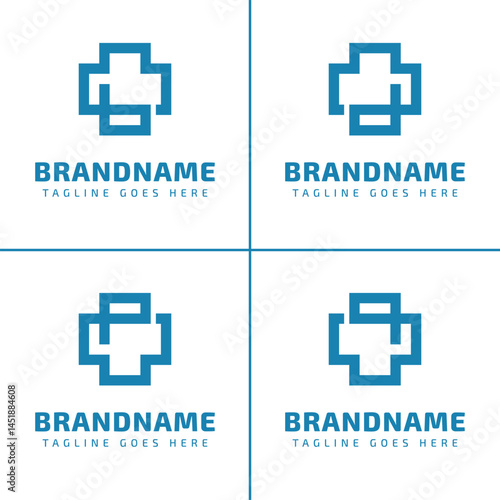 Letter B D P Q Medical Cross Logo, symbolizing health, care, and medical professionalism