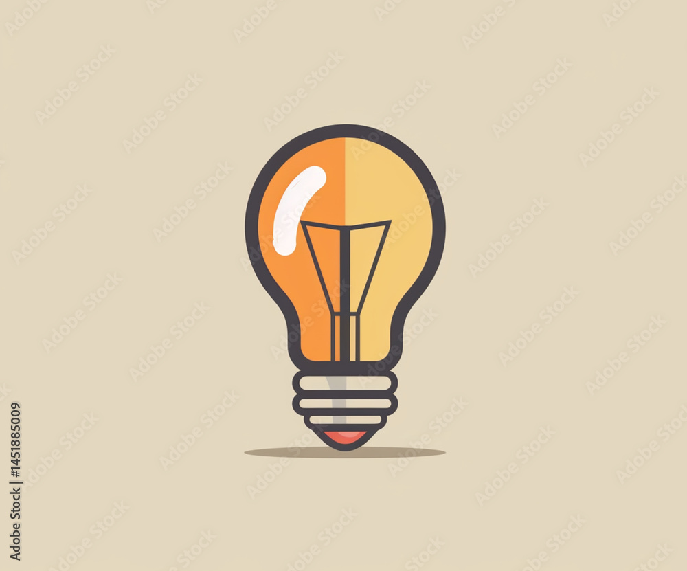 Flat style light bulb icon designed for user interface elements, app development, and responsive web layouts Flat style light bulb icon designed for user interface elements, app development, and responsive web layouts