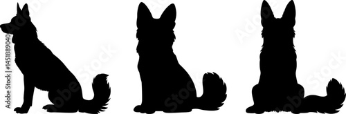 German shepherd dog silhouette vector set