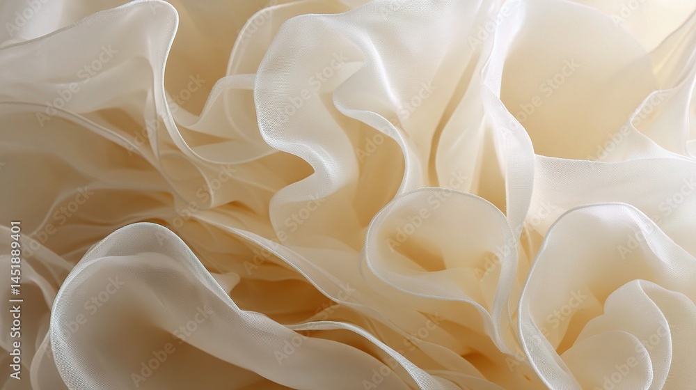 Delicate Ivory Bridal Fabric with Waves of Ruffles and Soft Texture