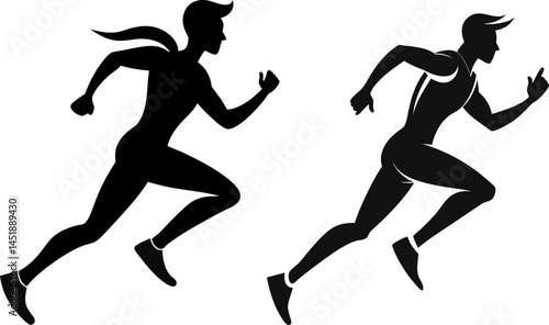 Running man silhouette vector illustration set