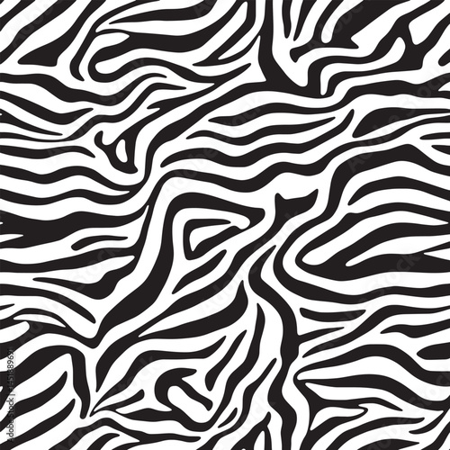 Zebra Stripe Pattern. Black and White Animal Print Seamless Background.