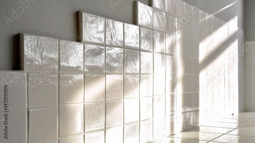 Soft Light Reflecting on White Tile Wall in Midday Sun