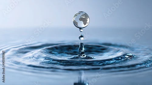 Obraz na płótnie Water Drop Globe Ripple Effect in Clean and Serene Environment w salonie