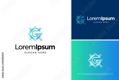 Letter G technology logo concept creative. Initial G digital logo design template