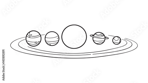 Solar System Planet Infographic line art guide for space lovers