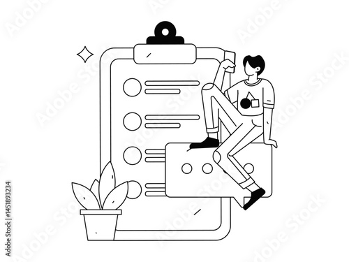 Invite friends to conduct questionnaire flat vector concept operation hand drawn illustration
