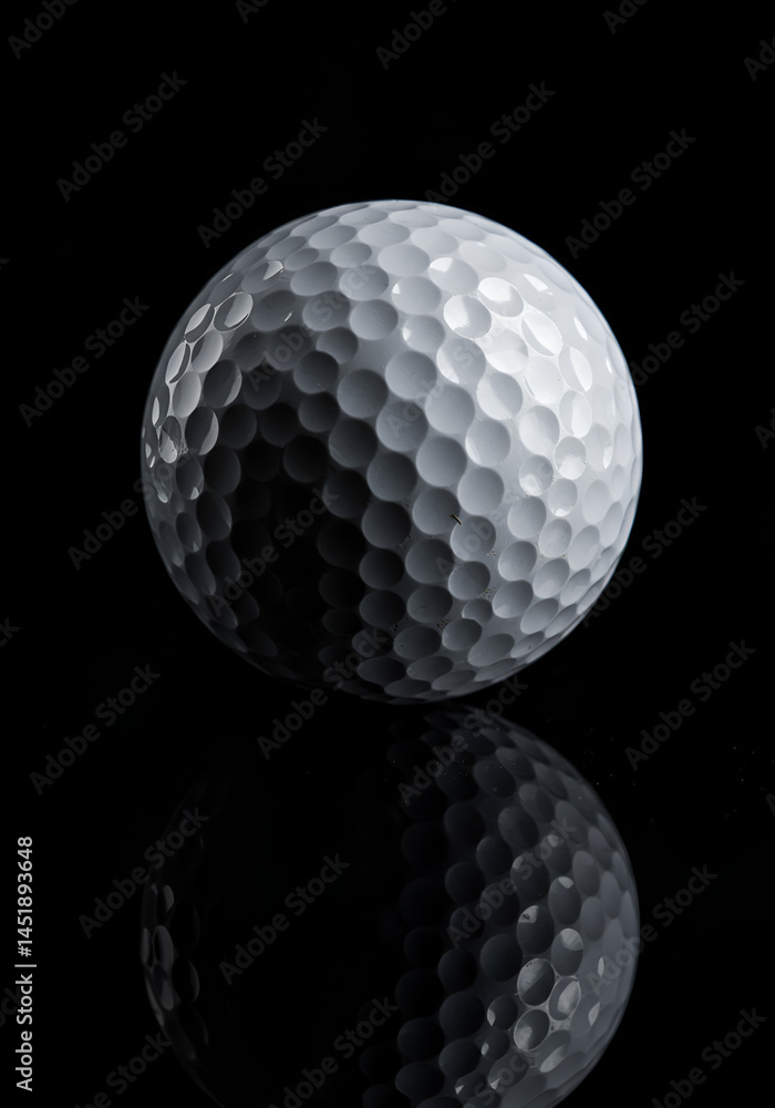 Golf ball on black background with reflection Golf ball on black background with reflection