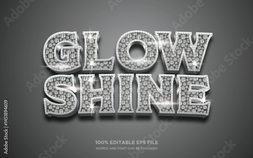 Glow and Shine diamond 3D editable text style effect	
