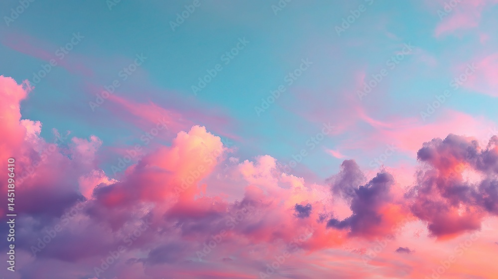 Pastel Sky with Gradient Clouds from Blue to Coral at Sunrise