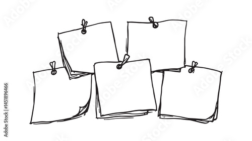 Sticky note line art illustration with minimal modern design style