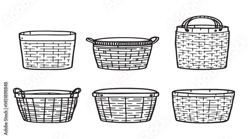 Storage basket line art home decor idea for small spaces