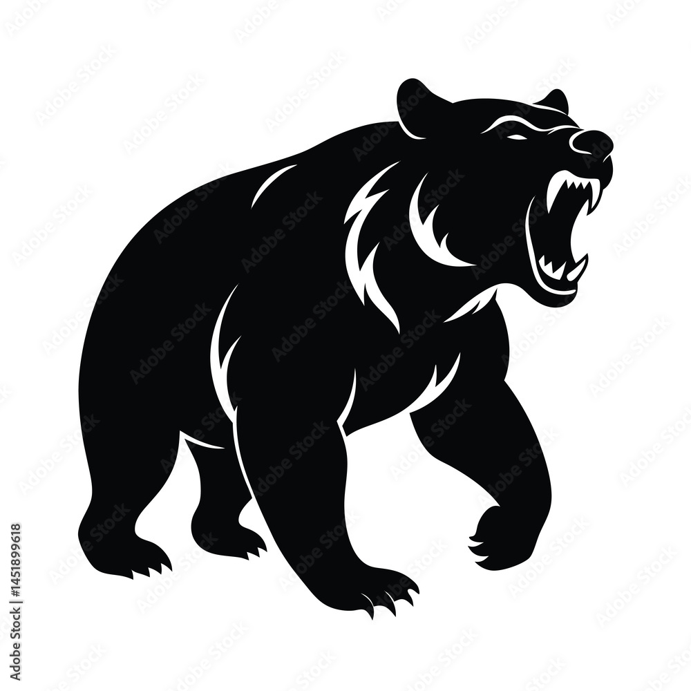 Fototapeta premium silhouette of dangerous grizzly bear attacking 7