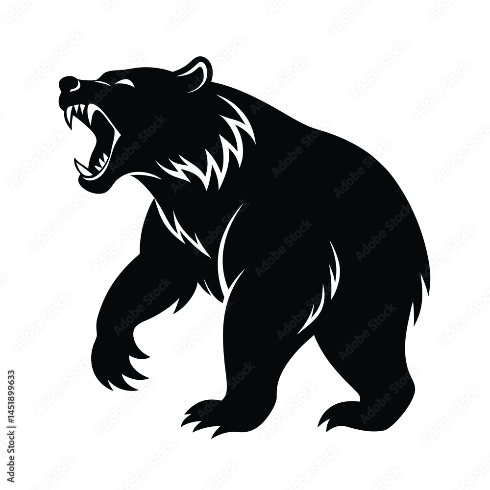 Fototapeta premium silhouette of dangerous grizzly bear attacking 6