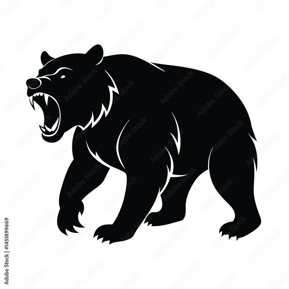 Fototapeta premium silhouette of dangerous grizzly bear attacking 17