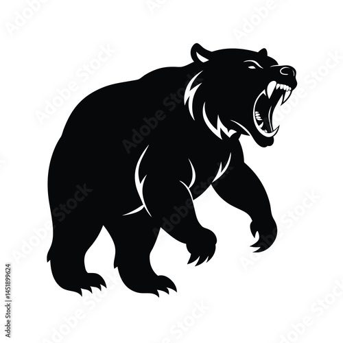 silhouette of dangerous grizzly bear attacking 11