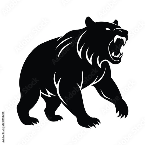 silhouette of dangerous grizzly bear attacking 8