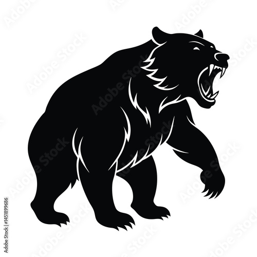 silhouette of dangerous grizzly bear attacking 16