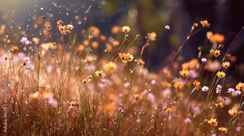 Wildflower Field in Soft Summer Sunlight with Natural Glow