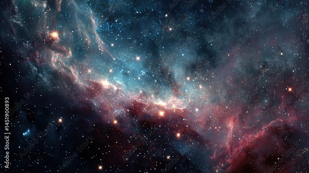 Stunning Deep Space View with Nebulae and Stars in Dark Voids