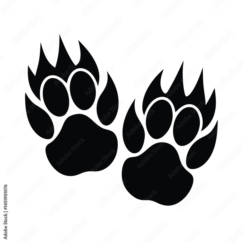 Bear Paw Claw Print Silhouette Vector Illustration Bear Paw Claw Print Silhouette Vector Illustration