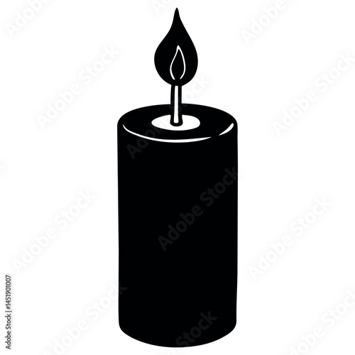Candle in Stillness: A monochromatic depiction of a lit candle, the flame a beacon of light against the darkness. This evocative image captures the essence of serenity and introspection.