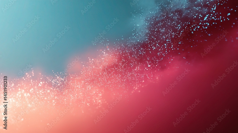 Bright Coral Pink and Teal Gradient with Light Particles