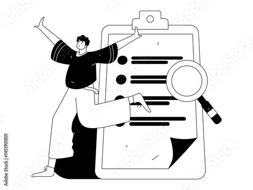 Invite friends to conduct questionnaire flat vector concept operation hand drawn illustration
