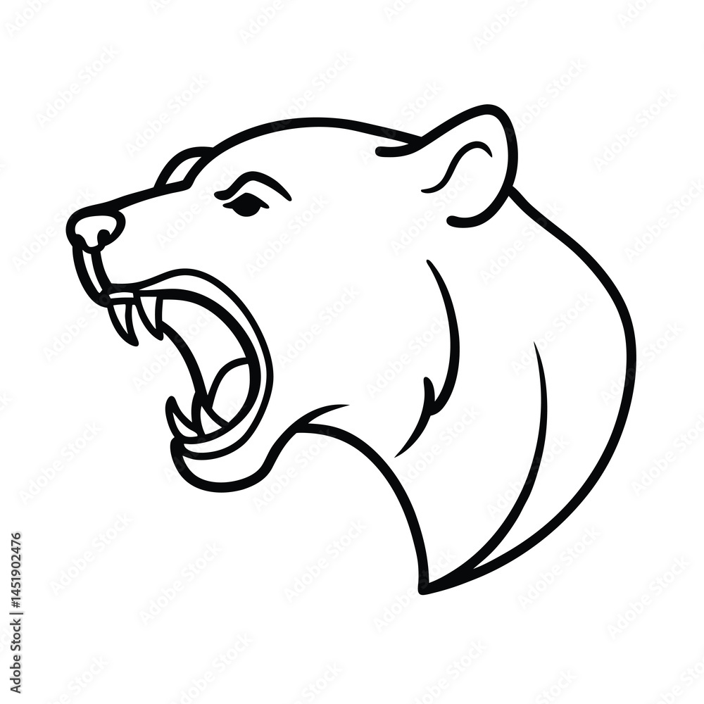 Fototapeta premium Bear Roaring Silhouette Vector Illustration Icon