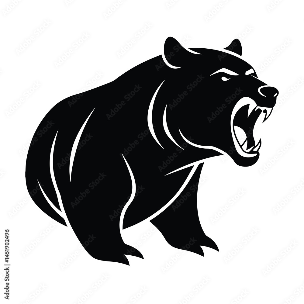Fototapeta premium Two Bear Paw Prints with Claws Silhouette Vector Illustration