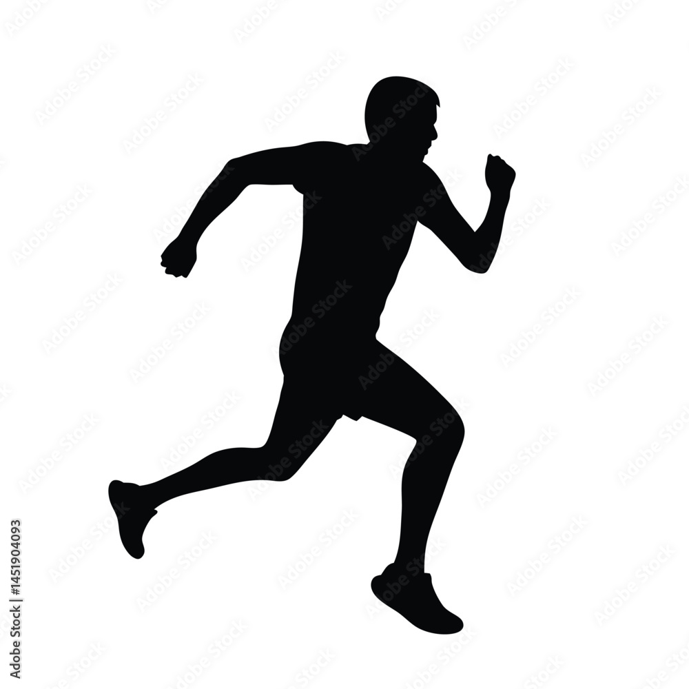 Fototapeta premium Silhouette of a man running, sprinting in motion