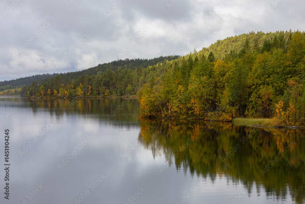 Beautiful autumn landscape with the fog and river . Russia Beautiful autumn landscape with the fog and river . Russia