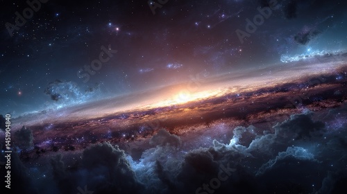 Obraz na płótnie Bright Galaxy Arms with Star Dust and Colorful Background w salonie