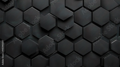 Obraz na płótnie Matte Black Hexagonal Wallpaper Pattern for Modern Interior Design w salonie