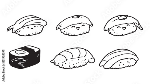 Sushi Making Vector line art minimal clean raw fish design