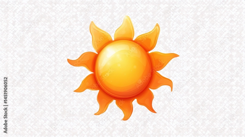 Bright Glowing Sun Icon in Flat Style Isolated on Transparent Background