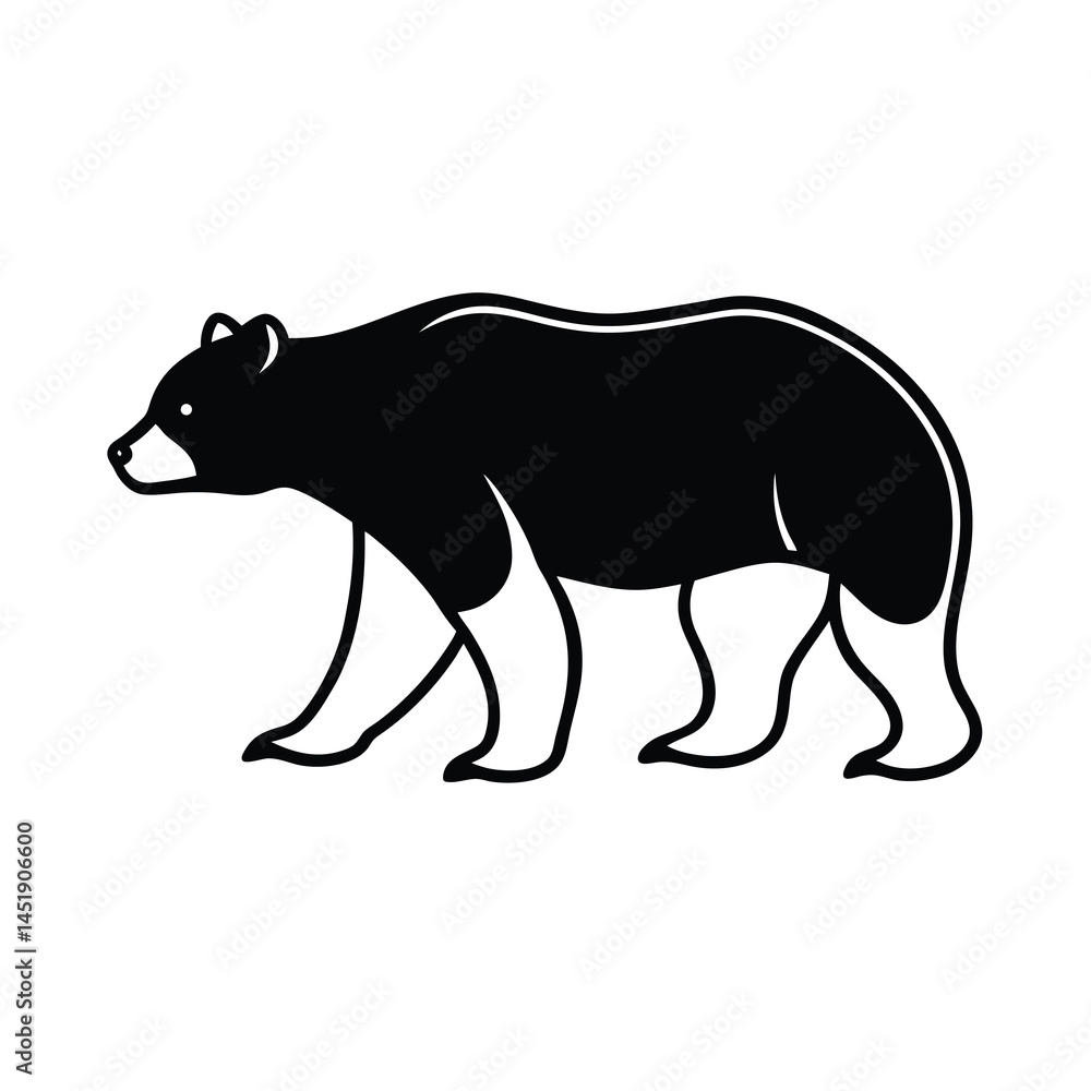 Fototapeta premium Grizzly Bear Silhouette Vector Illustration Rugged and Wild Style Design