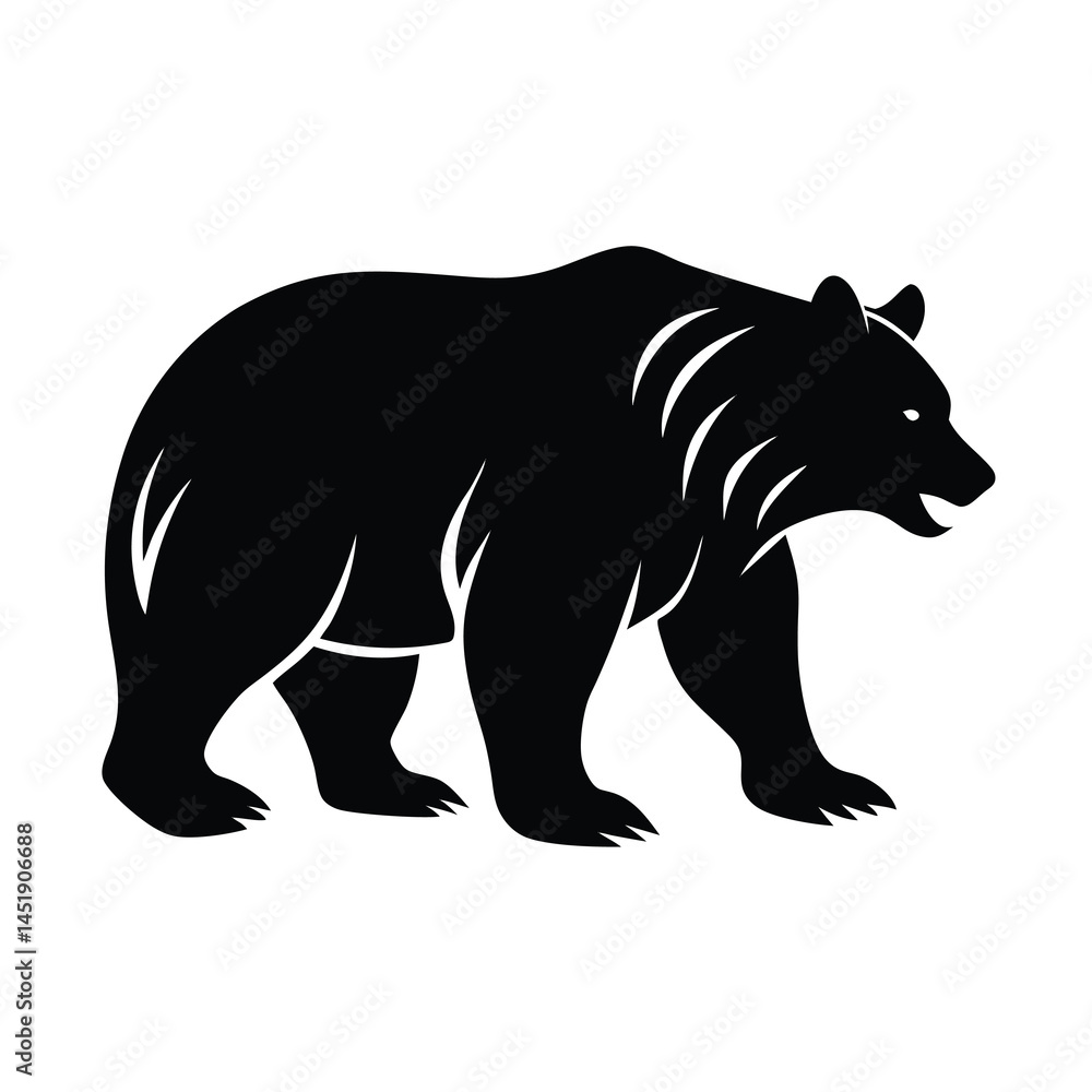Obraz premium Grizzly Bear Silhouette Vector Illustration Rugged and Wild Image