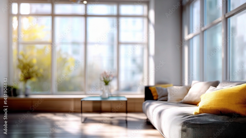 Modern Living Room with Soft Light and Blurry Background