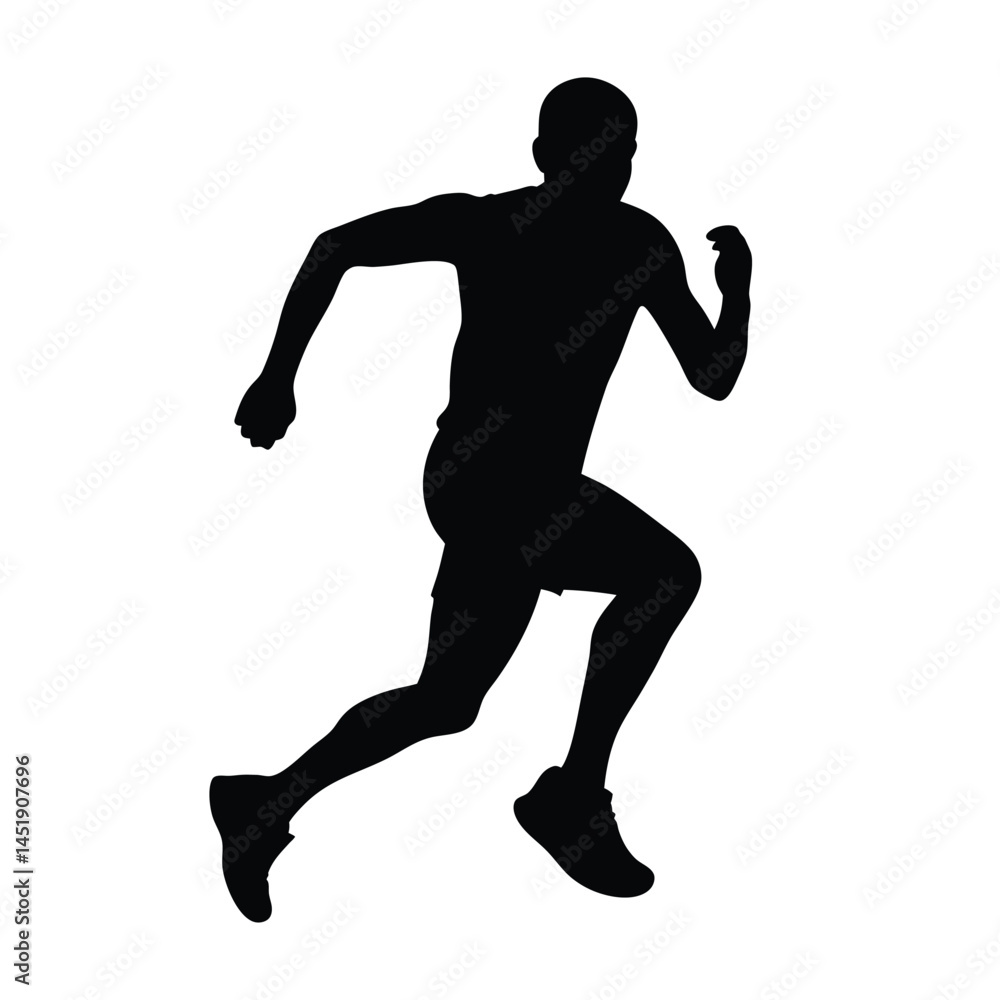 Fototapeta premium Silhouette of a man running, sprinting in motion