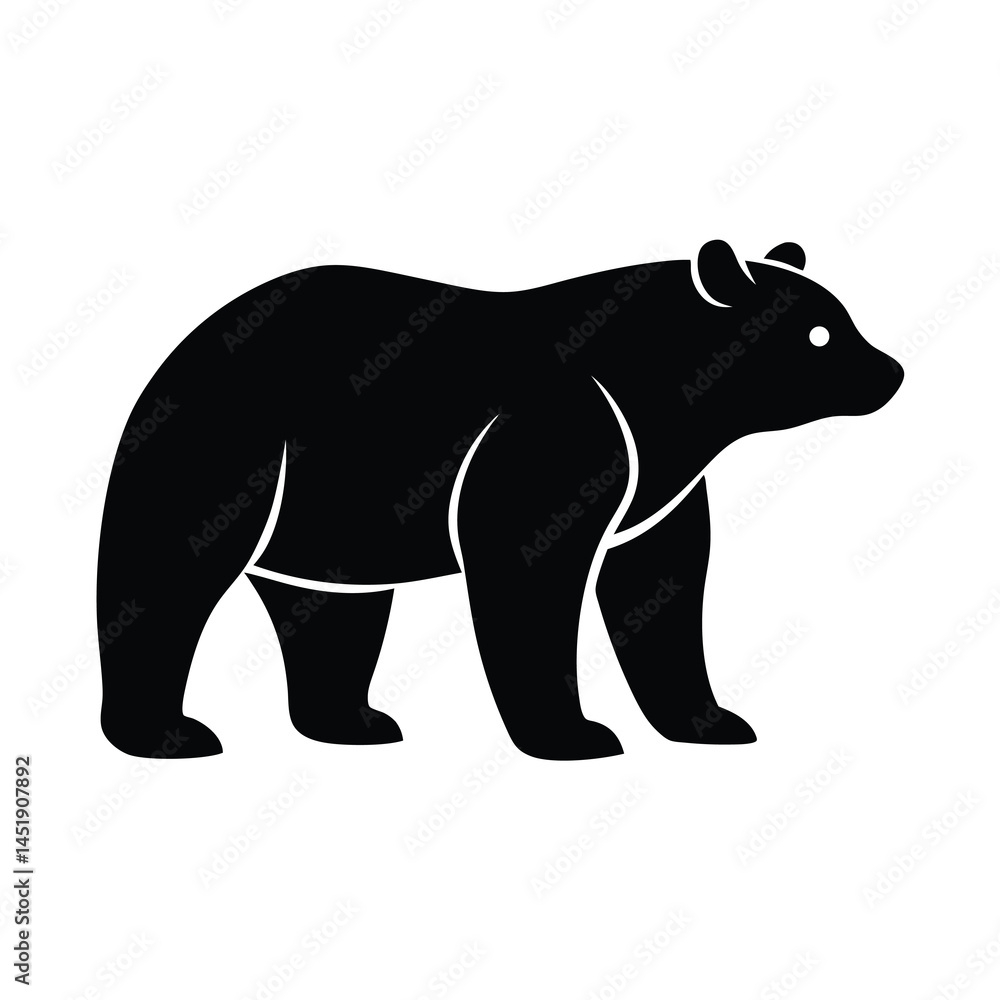 Fototapeta premium Running Black Bear Silhouette Vector Illustration