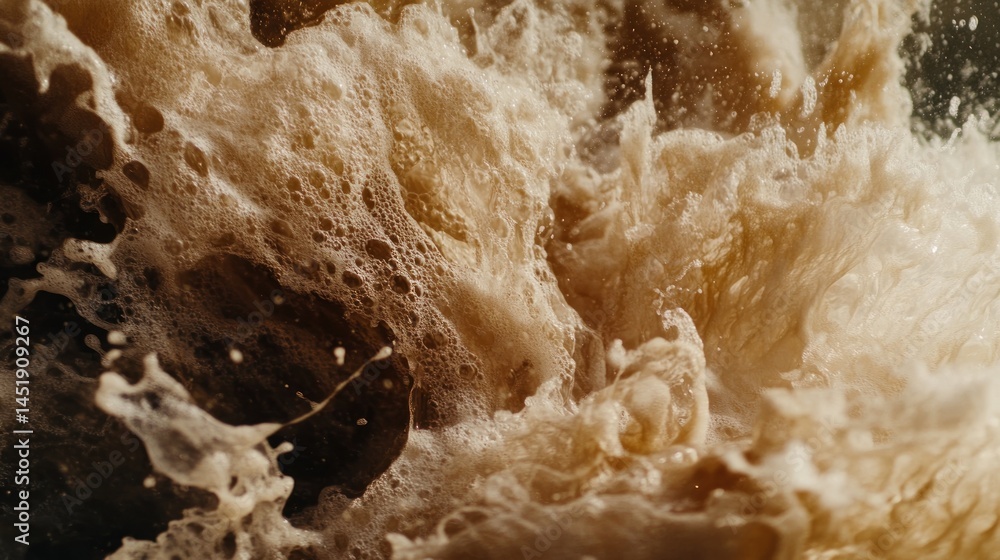 Obraz premium Abstract Foam: A Textural Study of Creamy Brown Waves