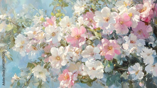 Delicate Blossoms in Soft Pastel Hues with Gentle Background