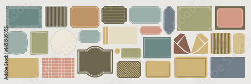 Vector illustration of sheet of blank cards with varying shapes and sizes – Suitable for design resources, stationery mockups, or customizable greeting cards.