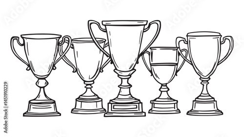 Trophy cupline art minimalist drawing perfect for sports branding