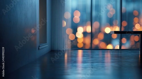 Obraz na płótnie Abstract Blue Hour Interior with Soft Bokeh Effect in Modern Space w salonie