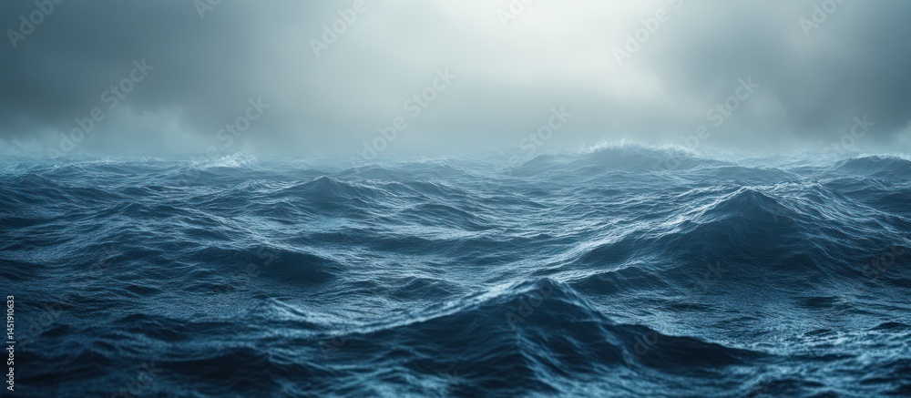 Fototapeta premium Stormy ocean waves, dark sky, background