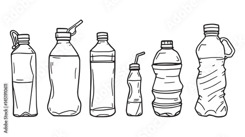 Water bottle art simple black and white linear aesthetic image